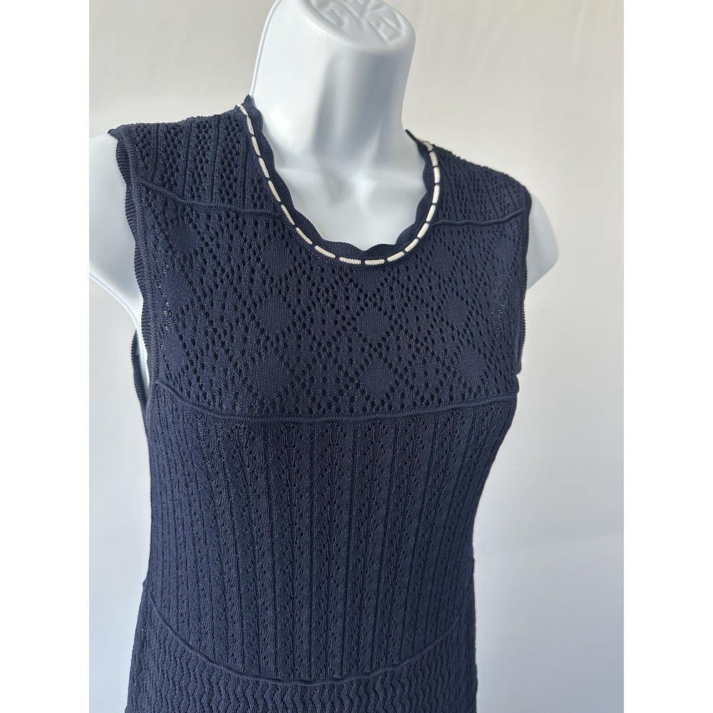 Shoshanna Textured Knit Sleeveless Navy Dress, Sz: S Nautical Vacay Cruise (b50) - Picture 2 of 4